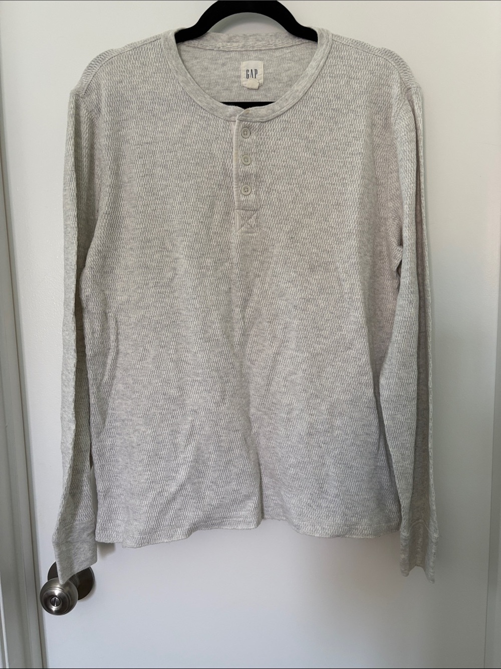 GAP Light Gray Long-Sleeve Thermal Henley